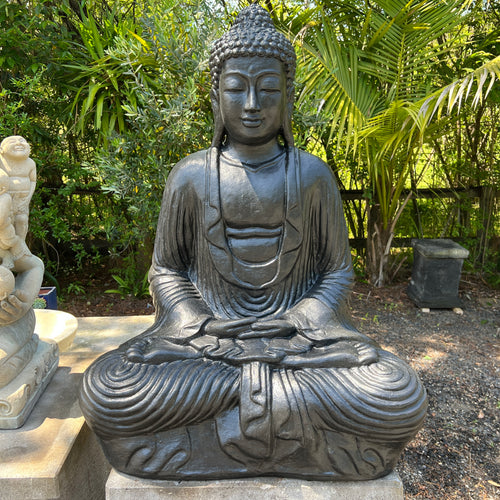 Resin Cement Sitting Meditation Budha in Black