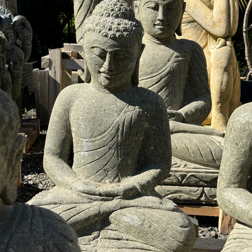Carved Volcanic Rock Lecture/Education Budha Statue