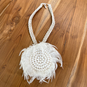Boho Soft White Feather Hanging Juju Hat. - Unique Imports