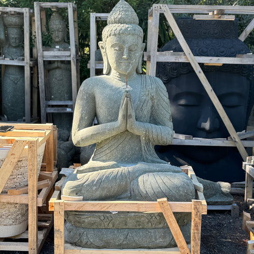 Large Carved Volcanic Rock Respect Budha Statue