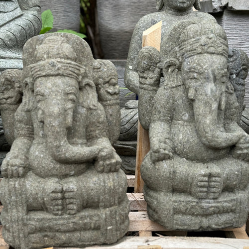 Lava stone Hand Carved Ganesha Medium