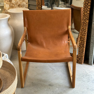Tan Leather Sling Chair