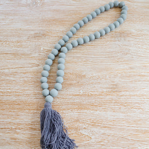 Wooden Beaded Grey Garland Necklace - Unique Imports