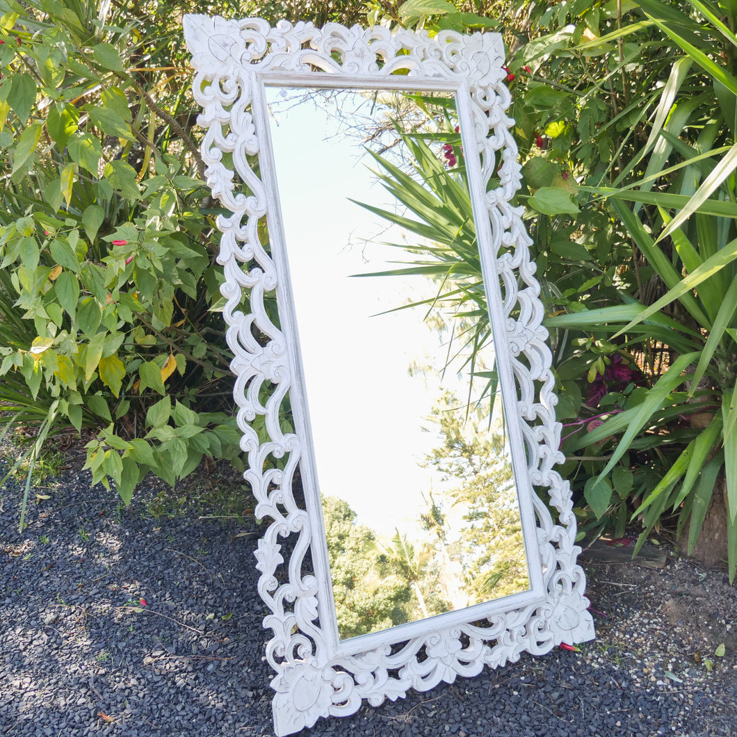 Kaya Carved Mirror . - Unique Imports