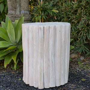 Unique Wooden Kayu Side table or Stool in Whitewash. - Unique Imports