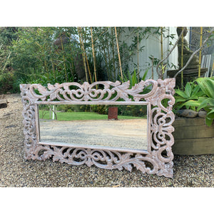 Lila Carved Mirror Natural wash. - Unique Imports brought to you by Pablo & Kerrie Wijaya