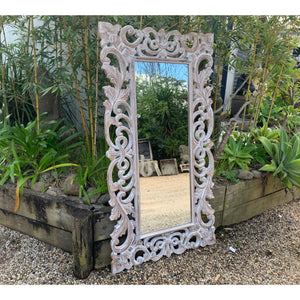 Lila Carved Mirror Natural wash. - Unique Imports brought to you by Pablo & Kerrie Wijaya