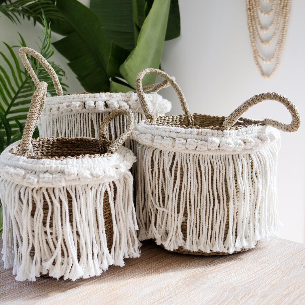 Seagrass and Macrame Baskets
