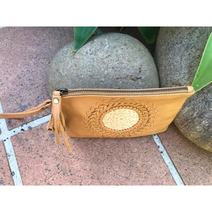 Mandala leather clutch purse with strap - Unique Imports brought to you by Pablo & Kerrie Wijaya