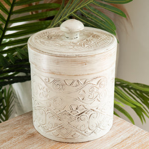 Natural or Whitewash Decorative Cannisters.