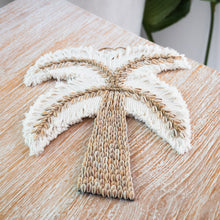 Load image into Gallery viewer, Cowrie Shell &amp; macrame Tropical Palm Tree Wall Hanging.