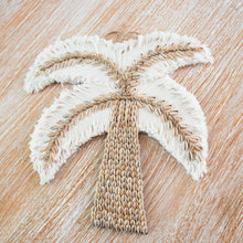 Load image into Gallery viewer, Cowrie Shell &amp; macrame Tropical Palm Tree Wall Hanging.