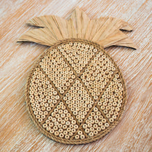 Load image into Gallery viewer, Wooden bead &amp; Seagrass Tropical Pineapple Wall Hanging.