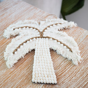 White Shell & macrame Tropical Palm Tree Wall Hanging.