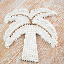 Load image into Gallery viewer, White Shell &amp; macrame Tropical Palm Tree Wall Hanging.