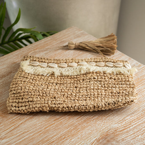 Seagrass & Cowrie Shell Clutch Bag