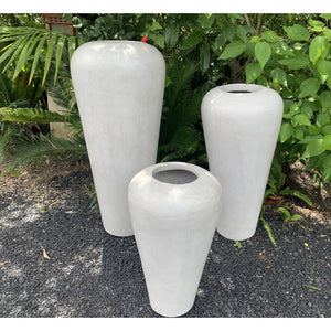 Soft grey terracotta Sunda vase urn - Unique Imports