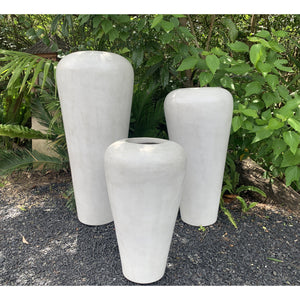 Soft grey terracotta Sunda vase urn - Unique Imports