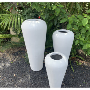 White terracotta Sunda vase urn - Unique Imports