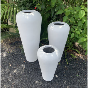White terracotta Sunda vase urn - Unique Imports