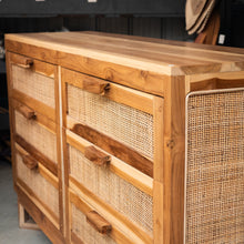Load image into Gallery viewer, Teak &amp; Rattan Console Drawers.