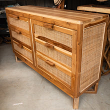 Load image into Gallery viewer, Teak &amp; Rattan Console Drawers.