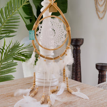 Load image into Gallery viewer, Teardrop White Beaded Dream Catcher. - Unique Imports
