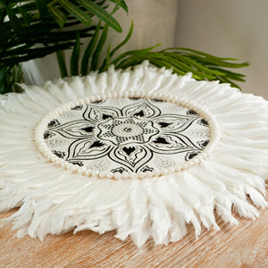Tribal Hand Painted Feather Juju hat wall Decor.