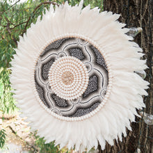 Load image into Gallery viewer, Tribal Hand Painted Feather Juju hat wall Decor.