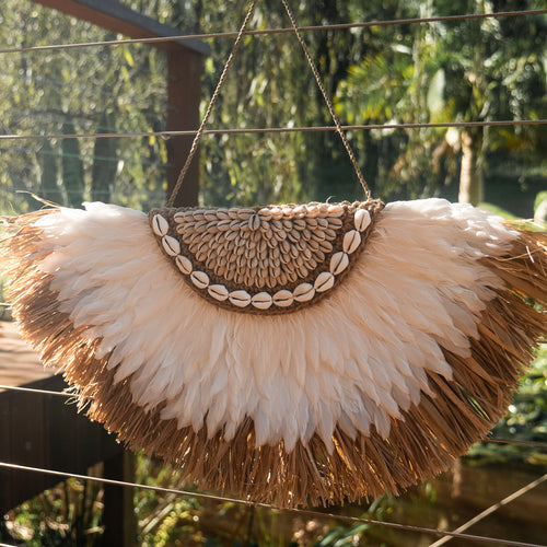 Ahanu Seagrass Feather & Shell Wall Hanging