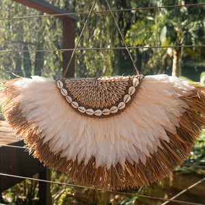 Ahanu Seagrass Feather & Shell Wall Hanging