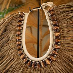 Boho Seagrass & Chocolate Shell Decorative Necklace
