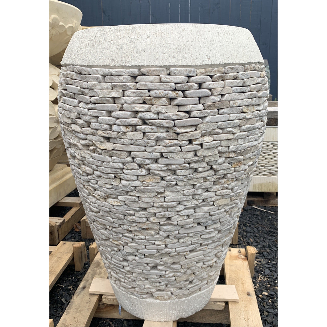 Balinese white onyx stacker stone pots - Unique Imports