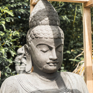White Volcanic stone Respect Budha Statue