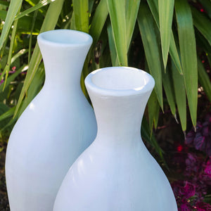 White terracotta slimline vases - Unique Imports