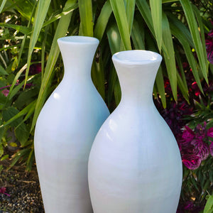 White terracotta slimline vases - Unique Imports