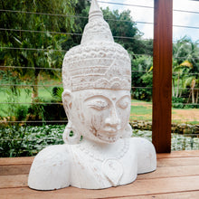 Load image into Gallery viewer, Whitewash Wooden Budha Shoulders Statue