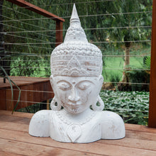 Load image into Gallery viewer, Whitewash Wooden Budha Shoulders Statue