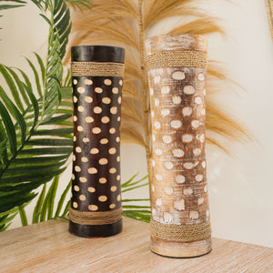 Wooden Decorative Concave Vase in Chocolate or Whitewash. - Unique Imports