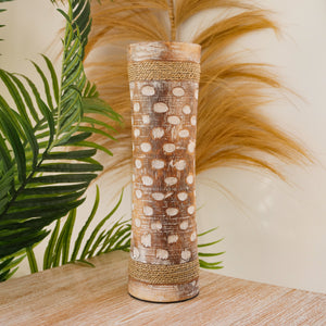 Wooden Decorative Concave Vase in Chocolate or Whitewash. - Unique Imports