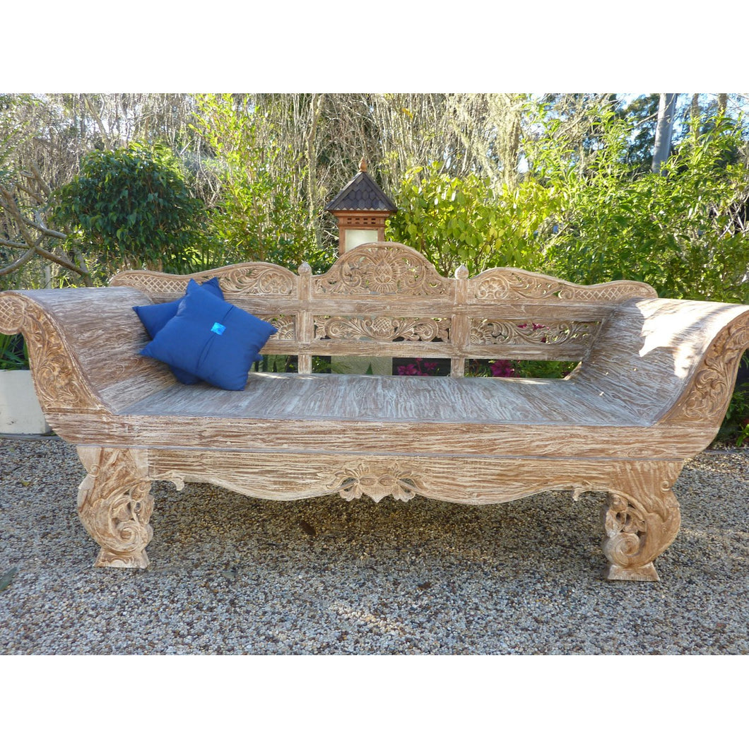 Whitewash carved Daybed - Unique Imports brought to you by Pablo & Kerrie Wijaya