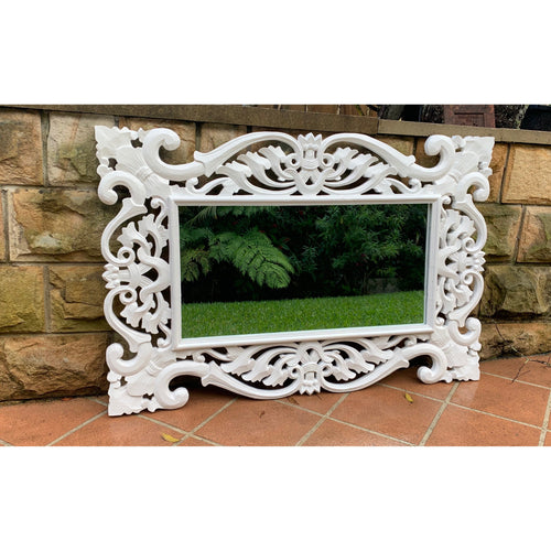 Della Carved Mirror white. - Unique Imports brought to you by Pablo & Kerrie Wijaya
