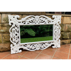 Della Carved Mirror white. - Unique Imports brought to you by Pablo & Kerrie Wijaya