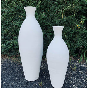 White terracotta slimline vases - Unique Imports brought to you by Pablo & Kerrie Wijaya